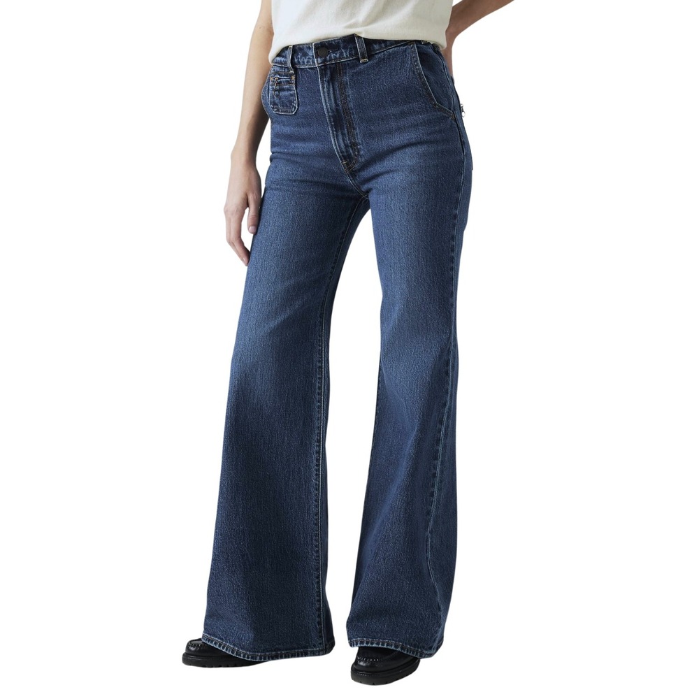 Levis‎ Jeans Womens 31 Blue Ribcage Bell High Rise Flare Premium Denim Cotton